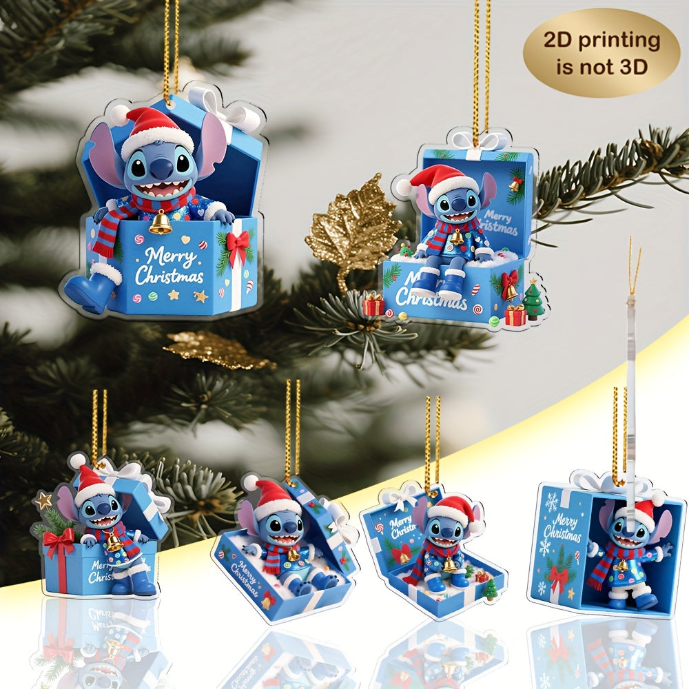 Décorations de Noël Stitch – Suspensions en Acrylique (Set de 6)