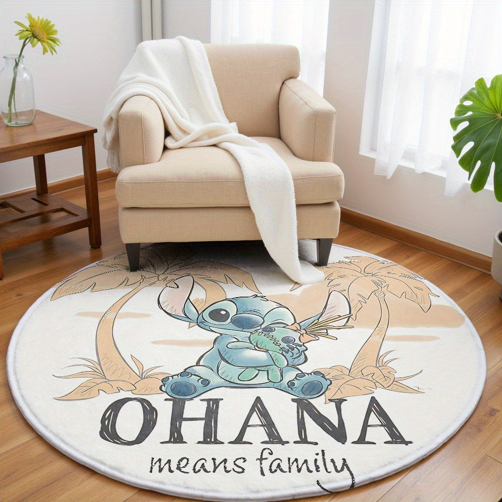 Tapis Rond Stitch “Ohana means family” – Douceur et Magie Disney