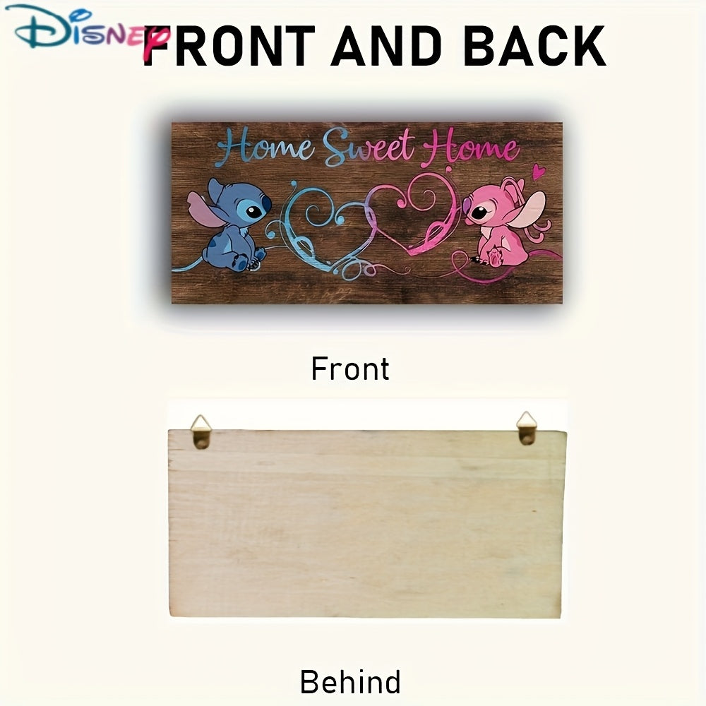 Plaque Murale en Bois "Home Sweet Home" – Stitch & Angel