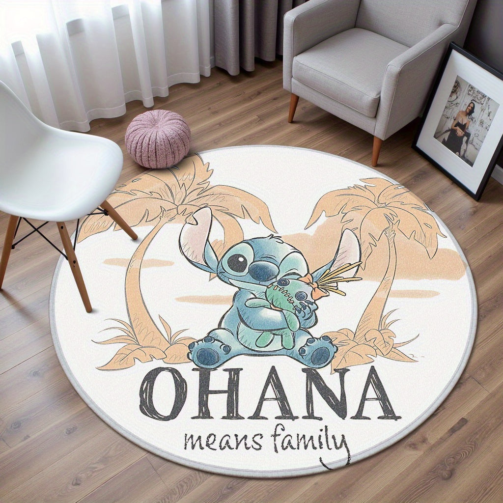 Tapis Rond Stitch “Ohana means family” – Douceur et Magie Disney