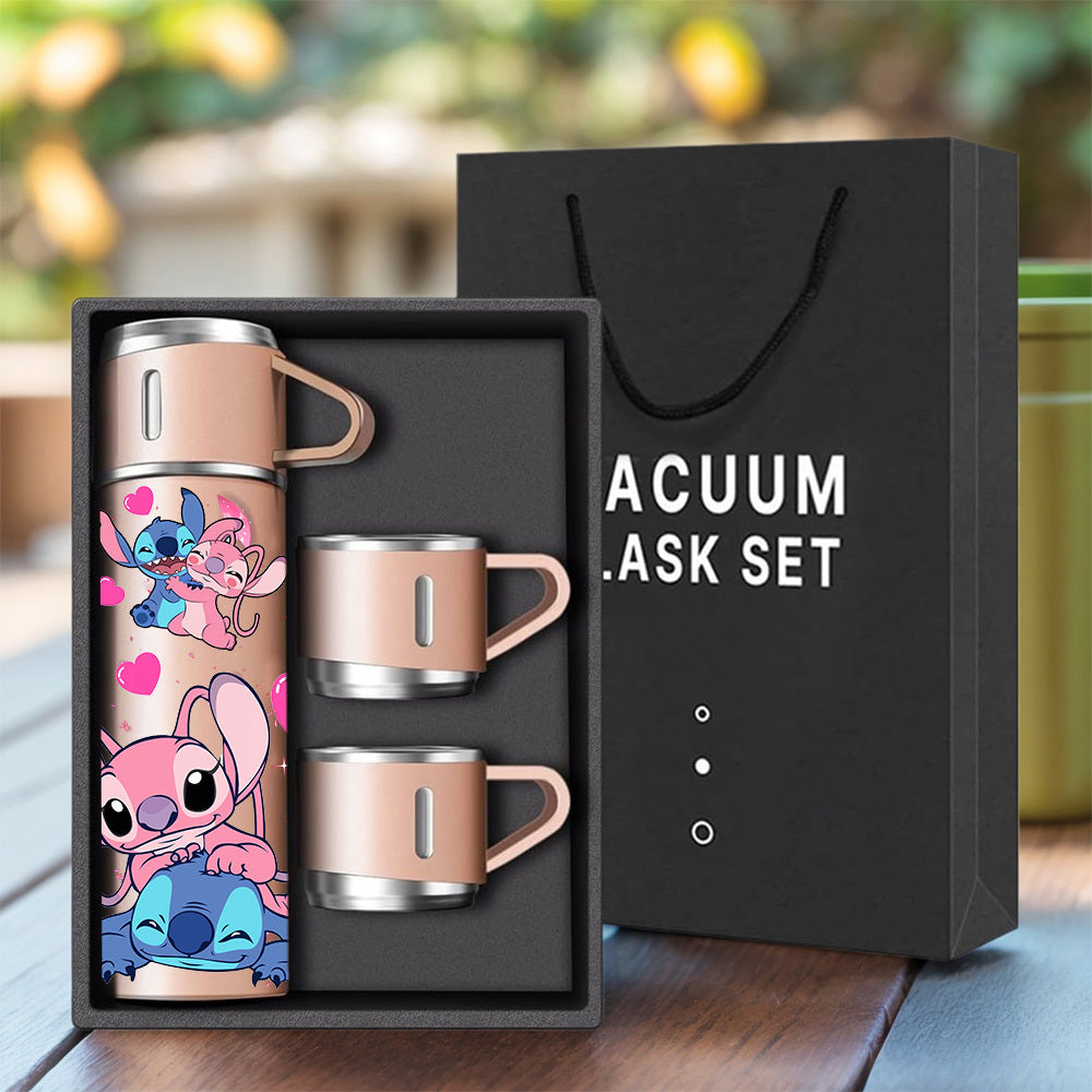 Gourde isotherme Stitch – Bouteille thermos 500 ml avec tasse intégrée