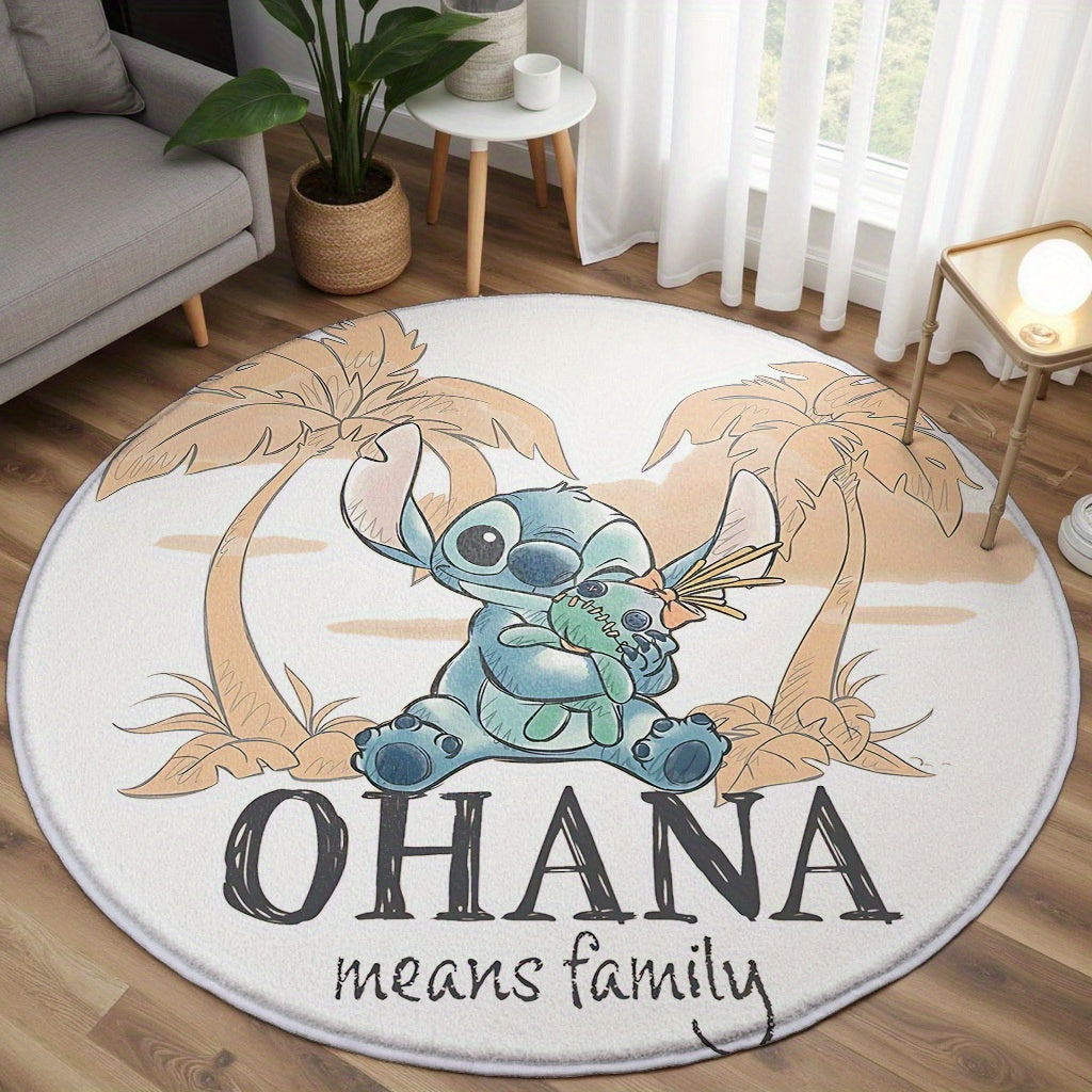 Tapis Rond Stitch “Ohana means family” – Douceur et Magie Disney