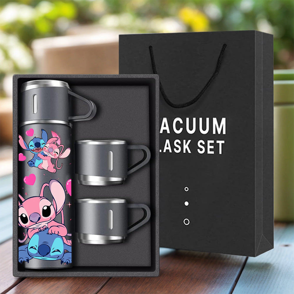 Gourde isotherme Stitch – Bouteille thermos 500 ml avec tasse intégrée