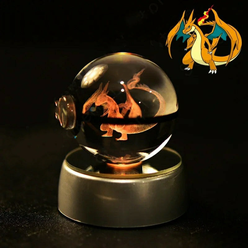 Boule de Cristal Pokémon 3D Dracaufeu (3 modeles)