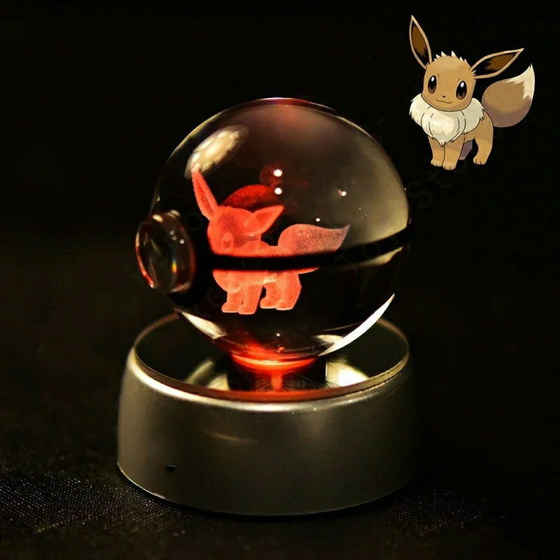 Boule de Cristal Pokémon 3D Evoli et evolutions