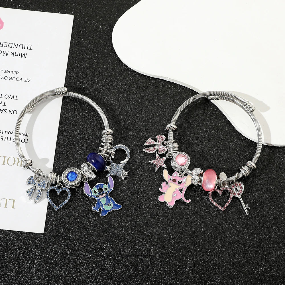 Bracelet à Breloques Stitch & Angel – Style Disney pour Femme et Fille