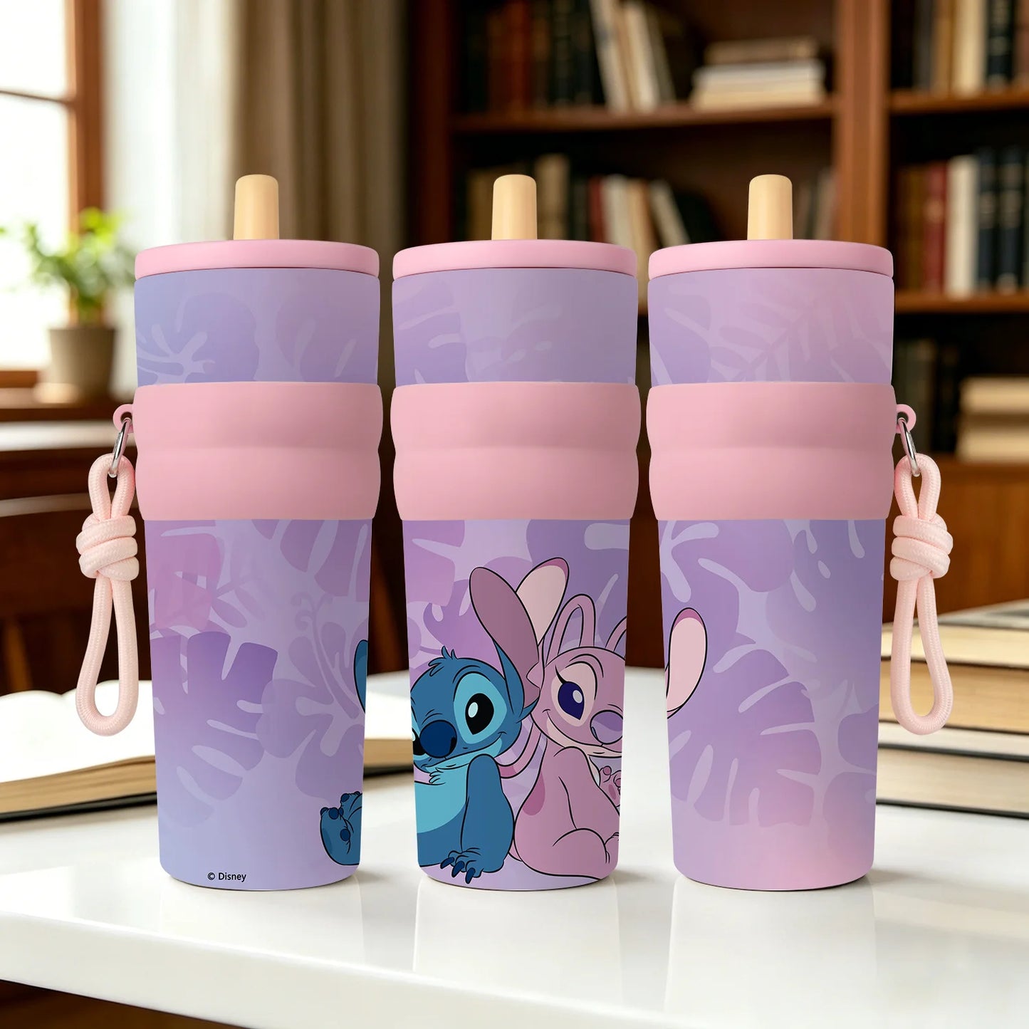 Gourde Isotherme Stitch et Angel Disney - Bouteille Thermos en Acier Inoxydable