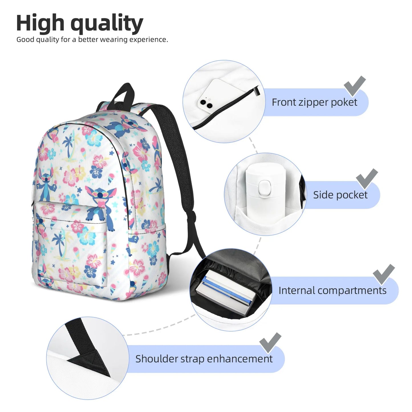 Sac à Dos Stitch Tropical pour Étudiants & Voyage