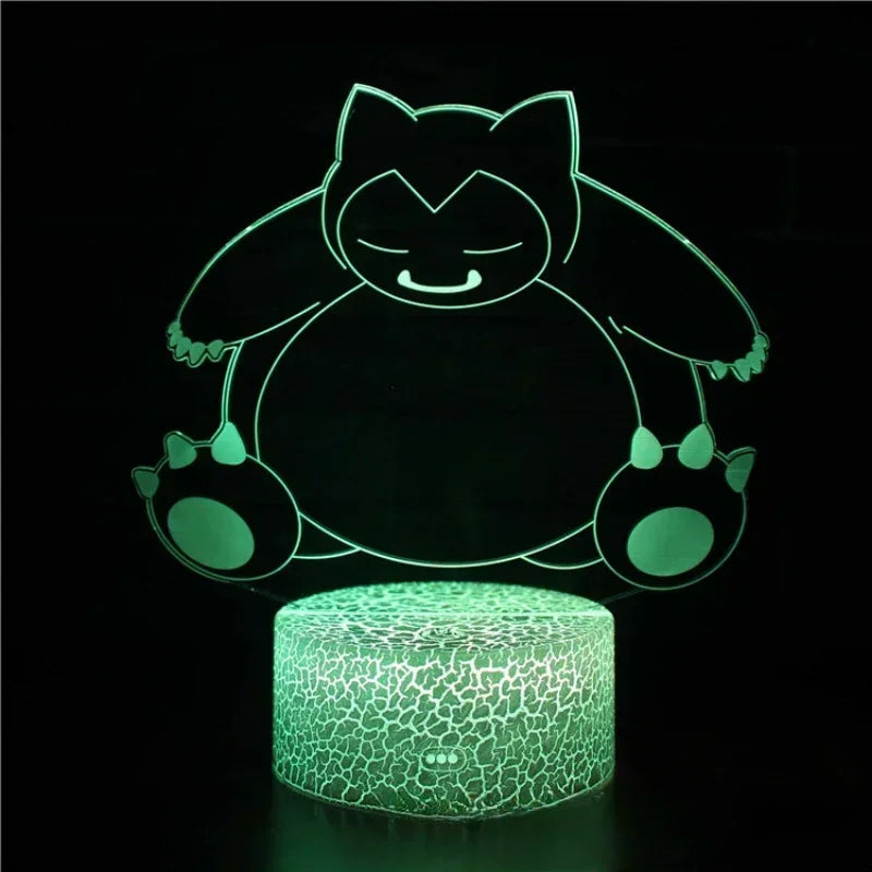 Lampe LED 3D Pokémon – 16 couleurs, télécommande & tactile