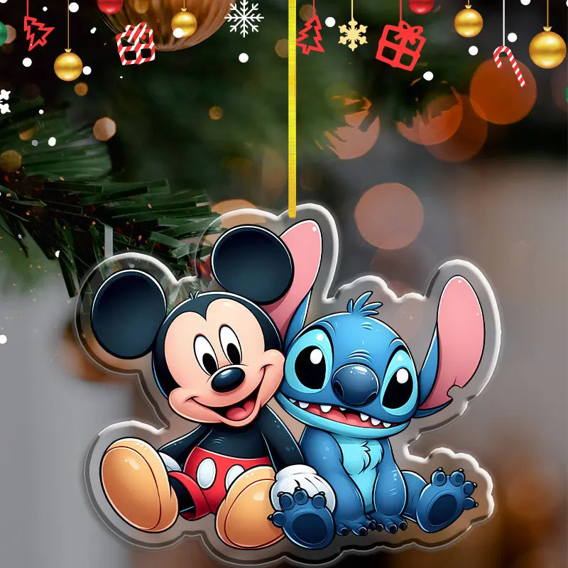 Pendentif de Noël Disney Mickey et Stitch – Décoration en acrylique 2D