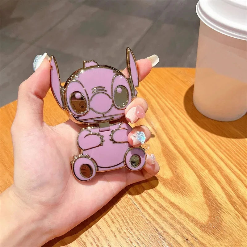 Support de téléphone portable Disney Anime Stitch Kawaii – Miroir pliable, cadeau pour filles