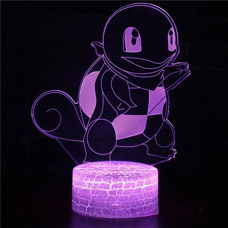 Lampe LED 3D Pokémon – 16 couleurs, télécommande & tactile