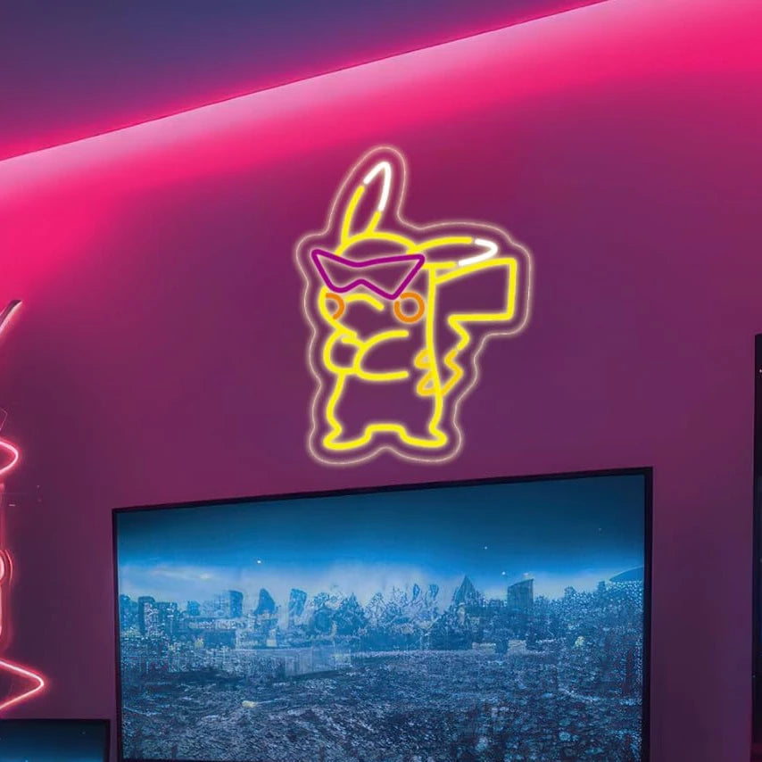 Pikachu LED Neon Sign - USB Wall Decor for Bedroom, Living Room or Game Room