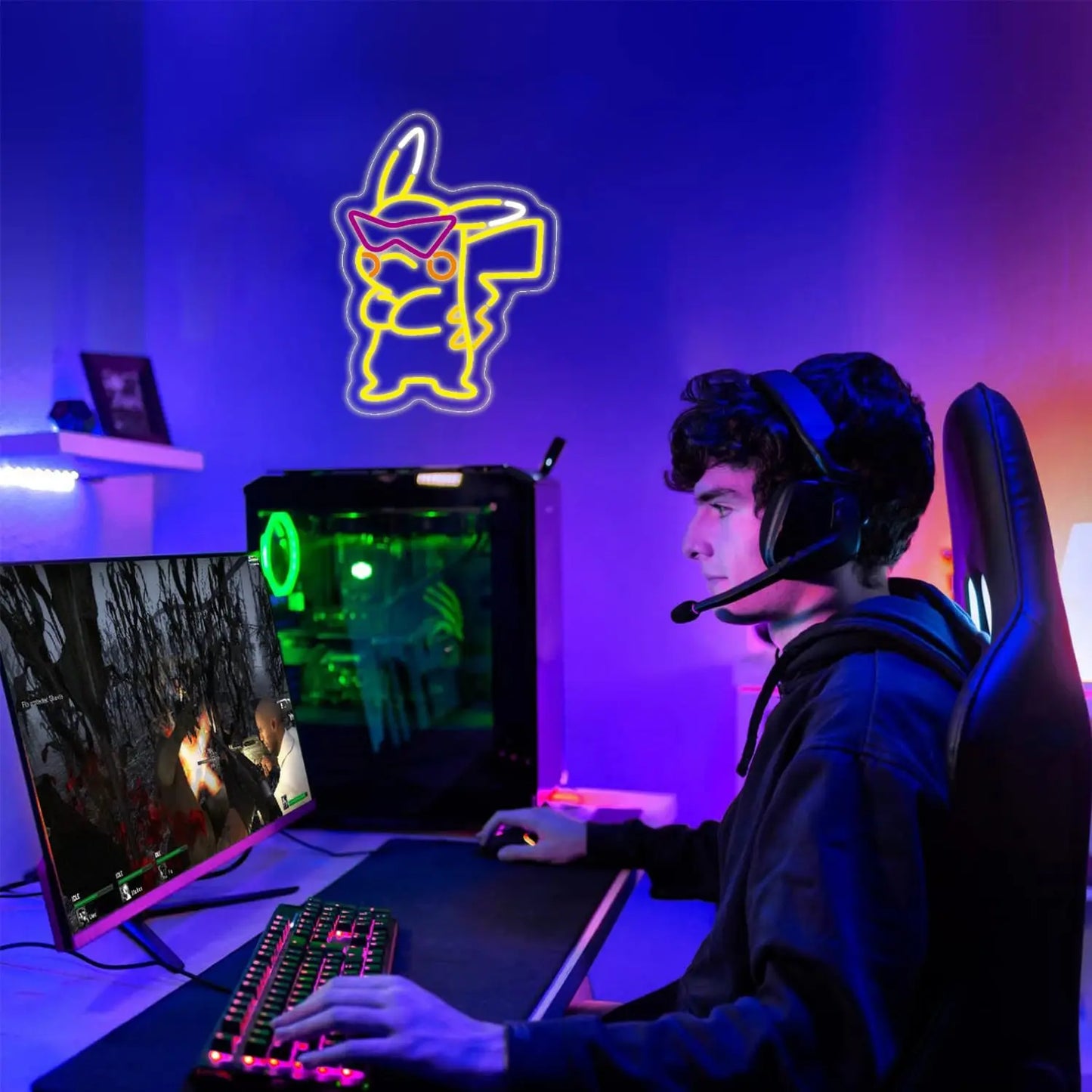 Pikachu LED Neon Sign - USB Wall Decor for Bedroom, Living Room or Game Room