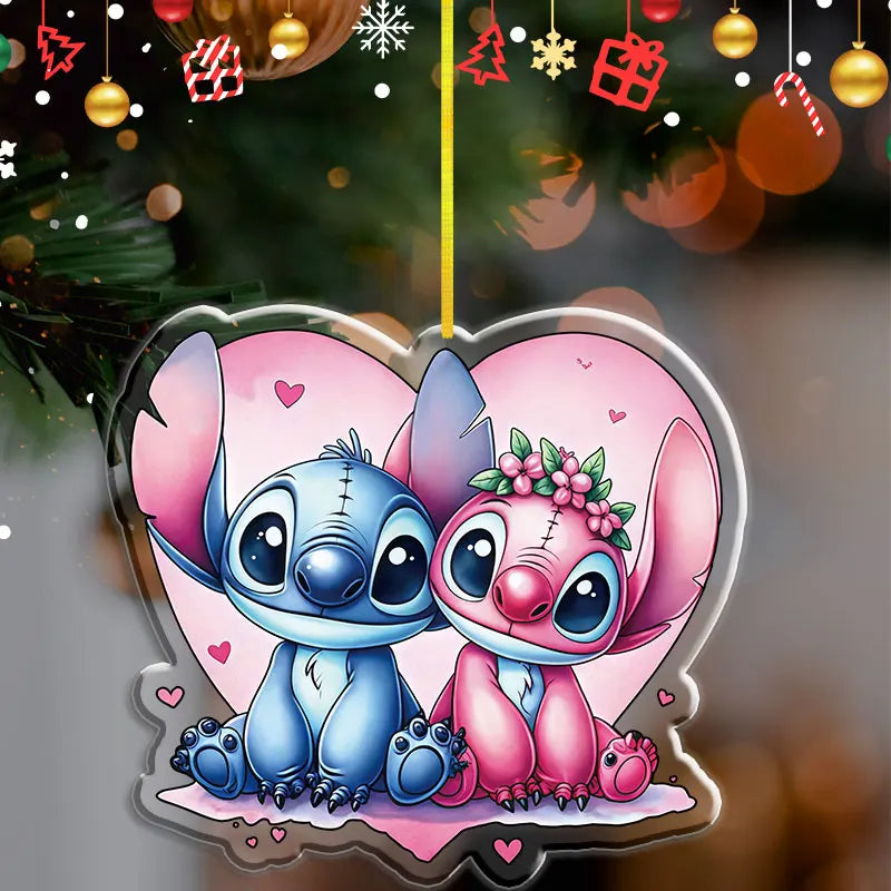 Pendentif de Noël Disney Stitch et Angel – Décoration en acrylique 2D