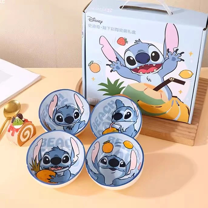 Coffret Cadeau de 4 Bols en Céramique Stitch – Design Disney