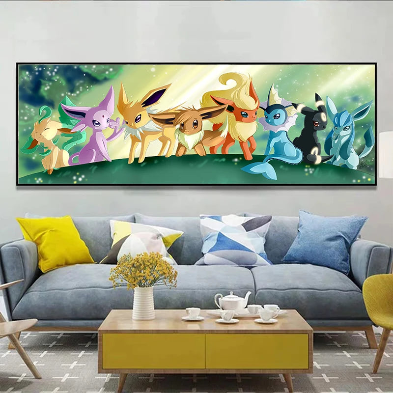 Toile Murale Pokémon Évolutions d'Évoli – Décoration Chambre Enfant / Salon