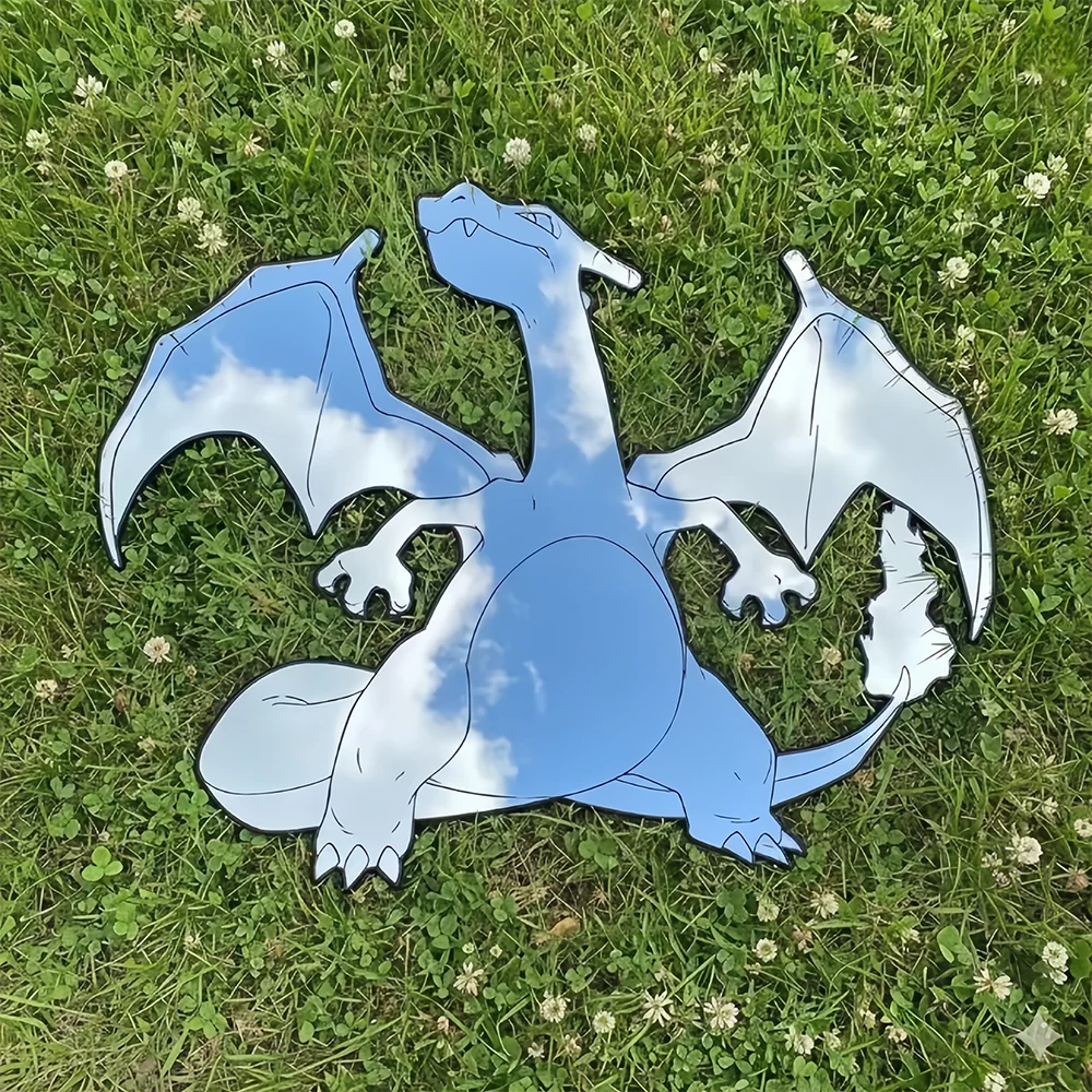Miroir Mural Pokémon Décoratif – Design 3D Dracaufeu pour Chambre & Salon