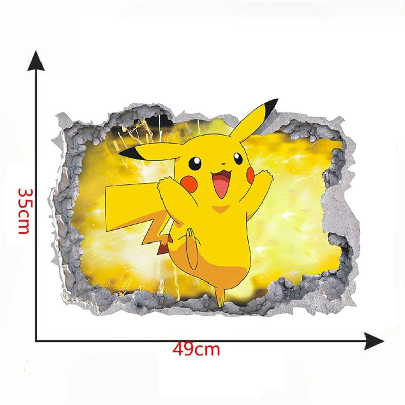 Stickers Muraux Pokémon – Effet 3D Brèche Murale