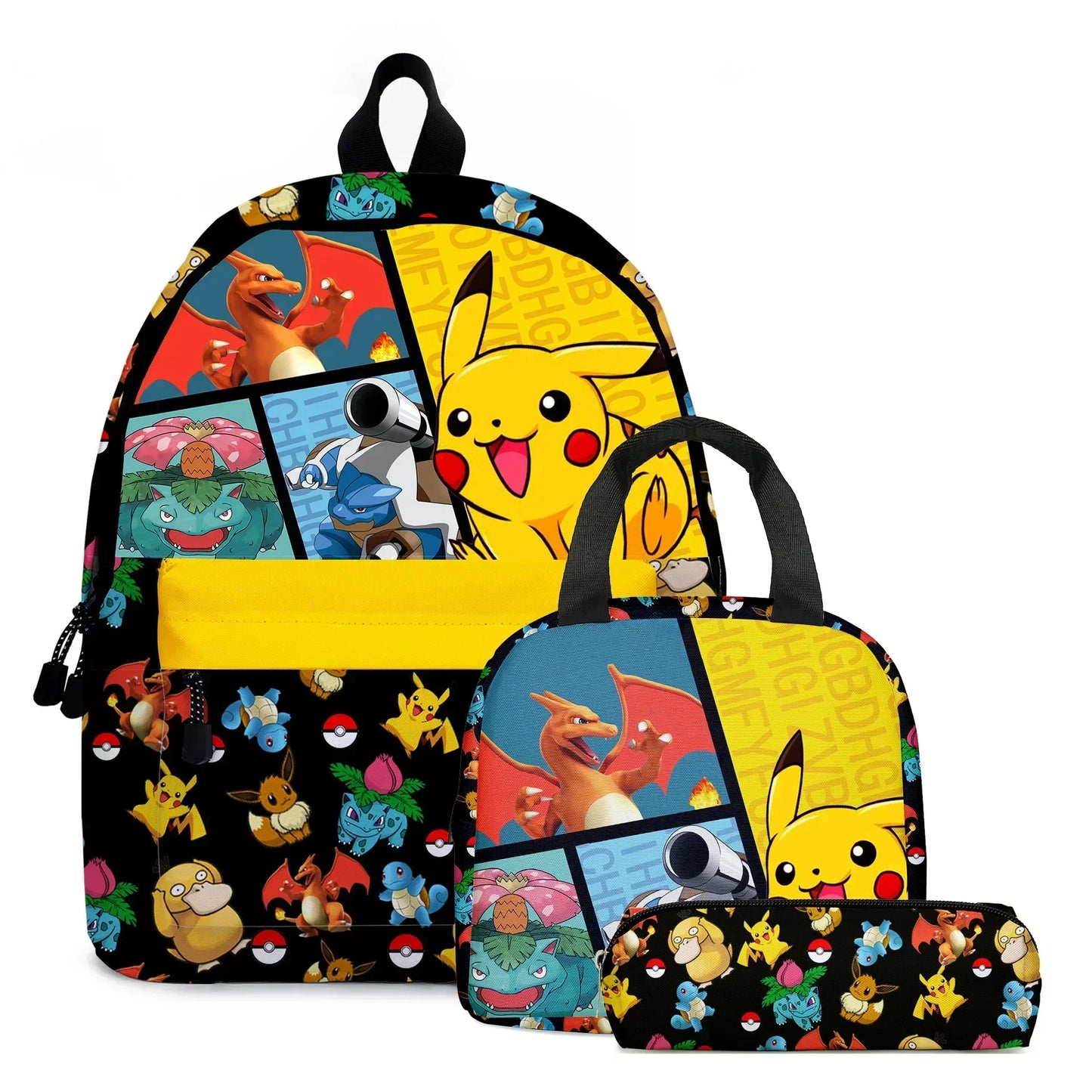 Pack École Pokémon 3-en-1 – Sac à dos, Trousse et Lunch Bag (Modèles au choix)