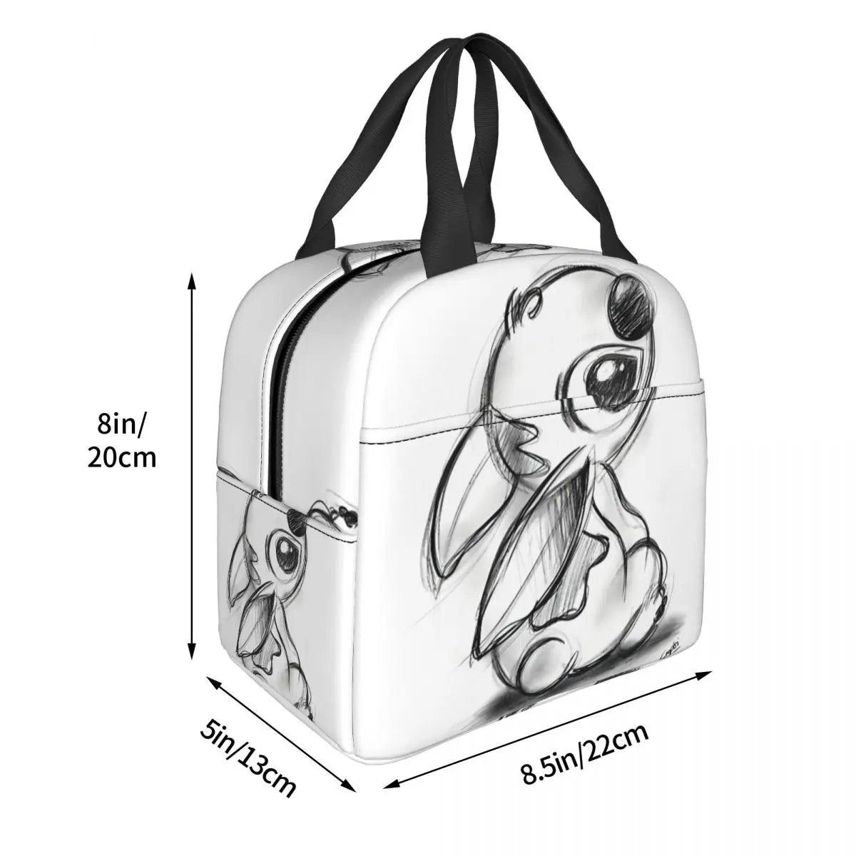 Sac Isotherme Stitch noir et blanc – Lunch Bag Léger et Résistant pour Pique-Nique et Déjeuners (22x20x13 cm)