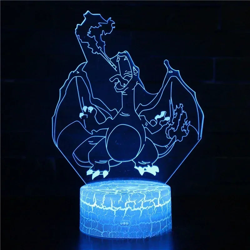 Lampe LED 3D Pokémon – 16 couleurs, télécommande & tactile