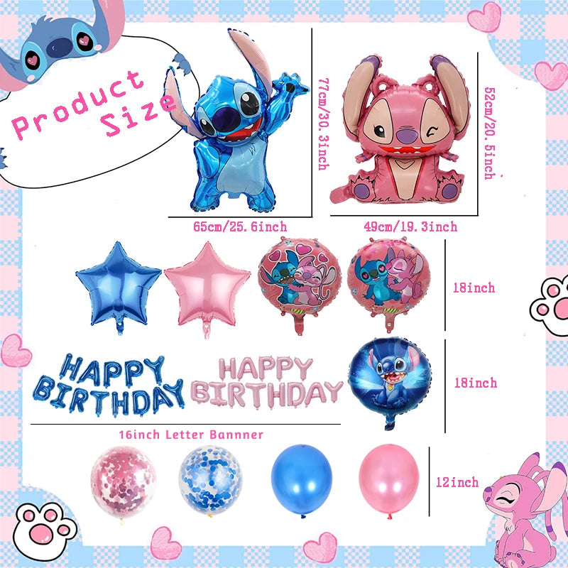 Kit Ballons Anniversaire Stitch & Angel – Décoration Fête Enfants Disney (40 pièces)