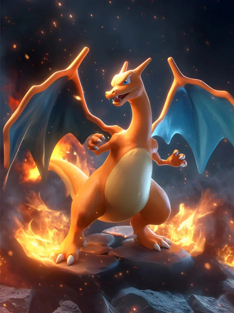 Diamond Painting Pokémon Dracaufeu – Diamants Ronds à Réaliser Soi-Même