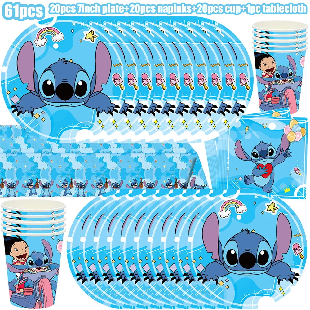 Kit de décoration anniversaire Stitch - 61 pièces