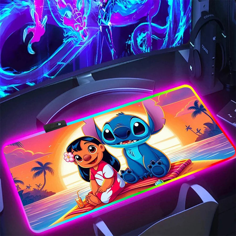 Tapis de bureau LED Lilo et Stitch – Accessoire gaming lumineux