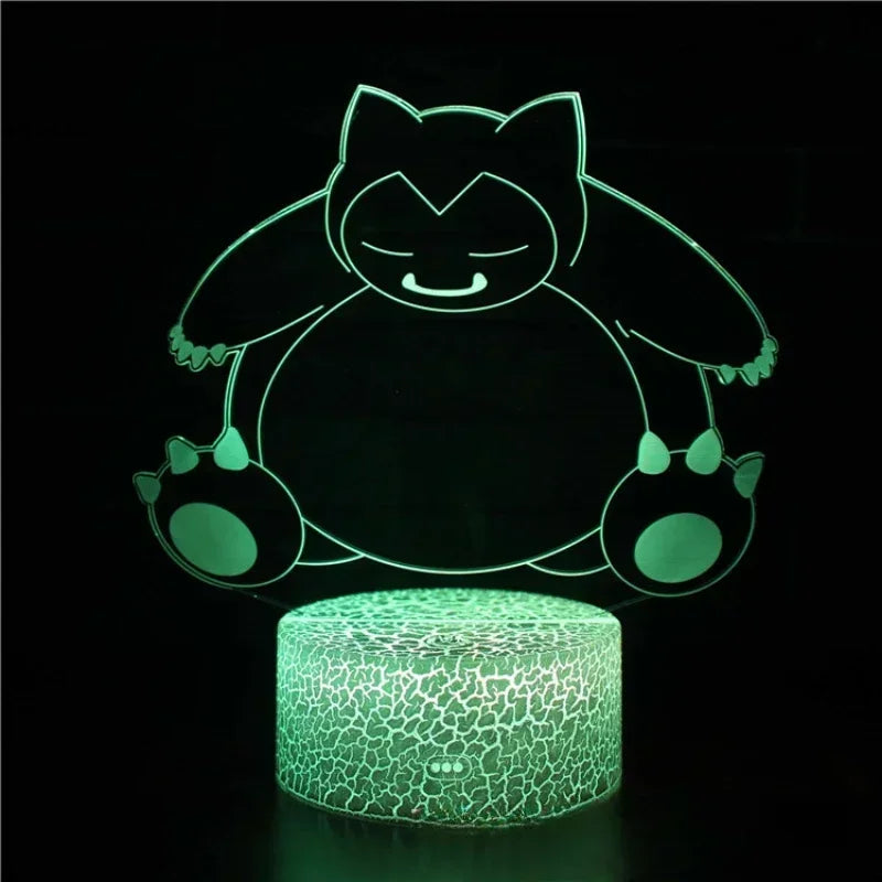 Lampe LED 3D Pokémon – 16 couleurs, télécommande & tactile