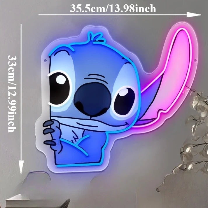 Enseigne Néon LED Stitch - Déco Lumineuse 33x35.5cm