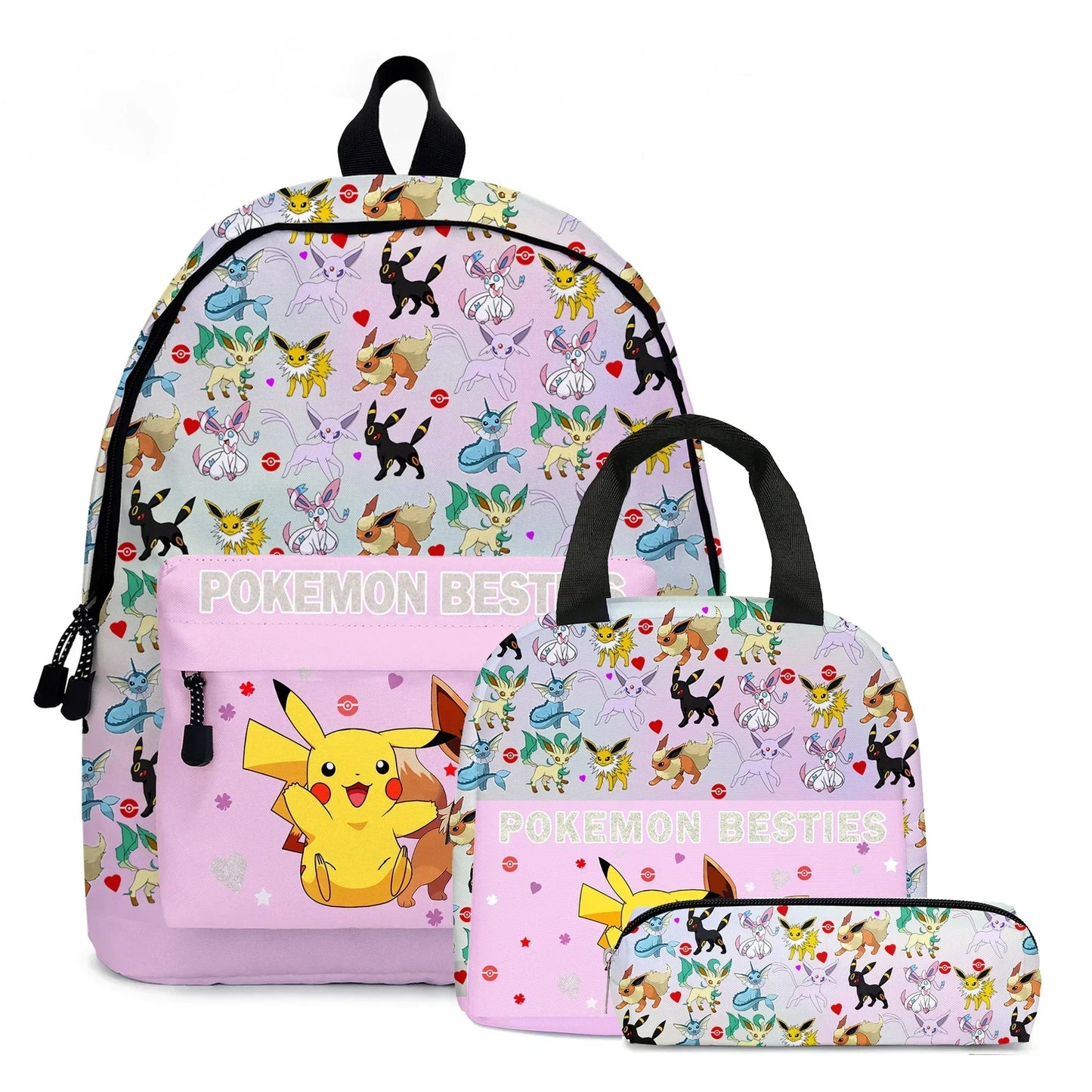Pack École Pokémon 3-en-1 – Sac à dos, Trousse et Lunch Bag (Modèles au choix)
