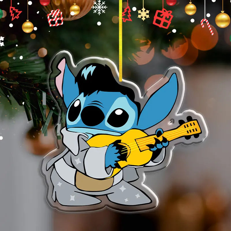 Pendentif de Noël Disney Stitch Elvis – Décoration en acrylique 2D