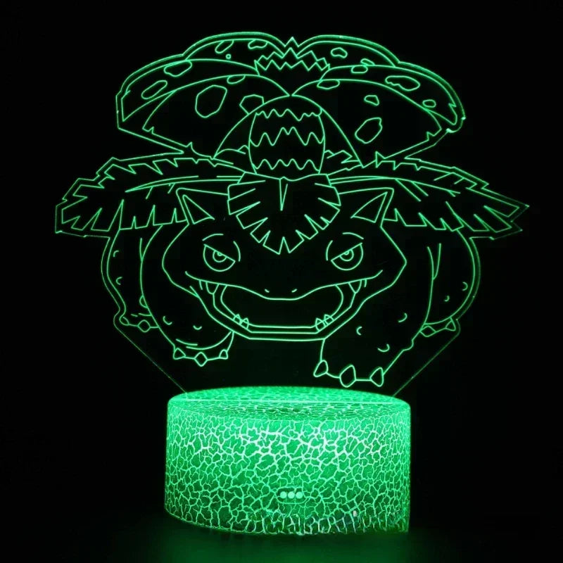 Lampe LED 3D Pokémon – 16 couleurs, télécommande & tactile
