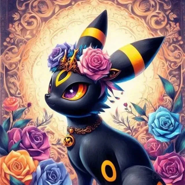 Tableau Diamant Pokémon Noctali – Kit Diamond Painting Complet