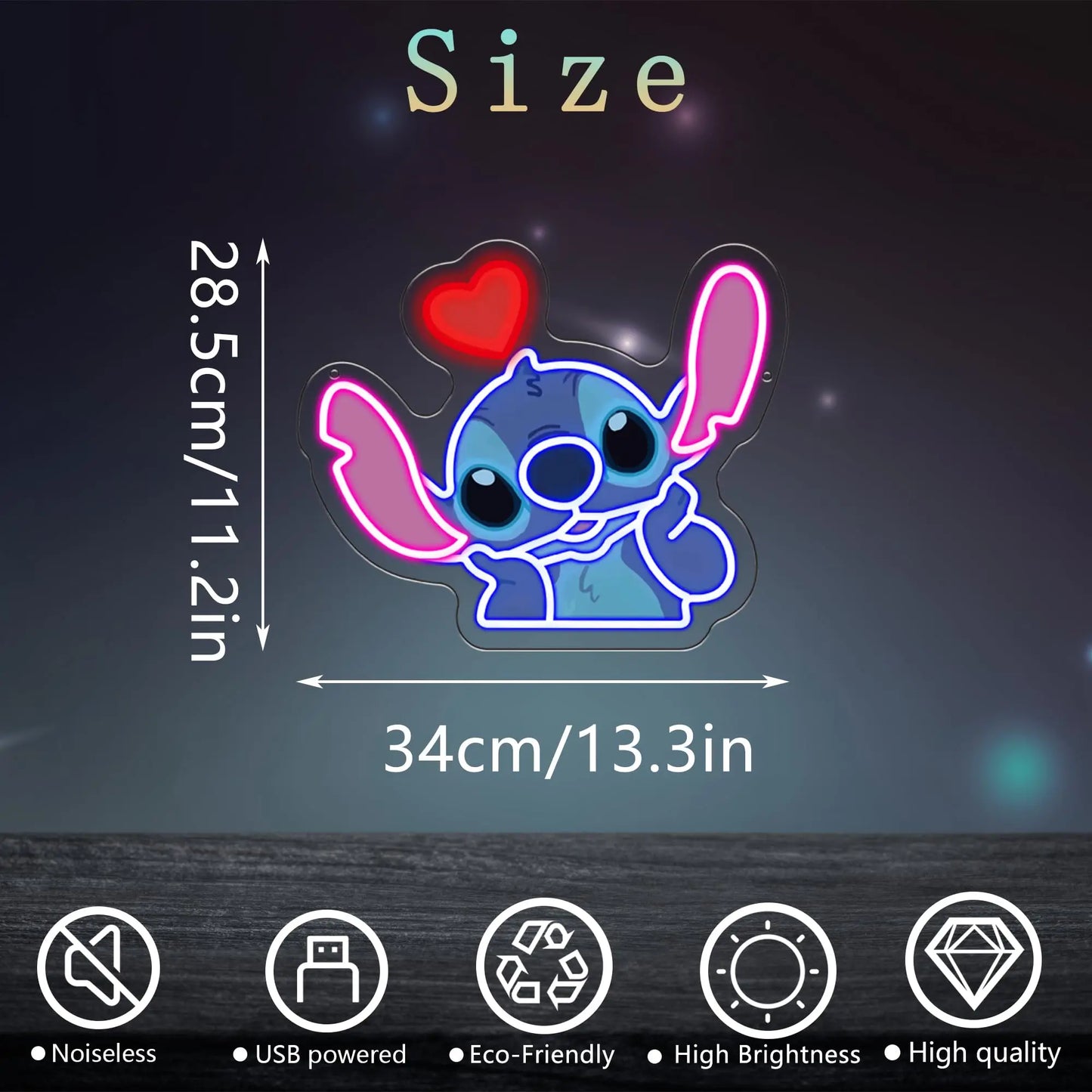 Lampe néon Stitch cœur
