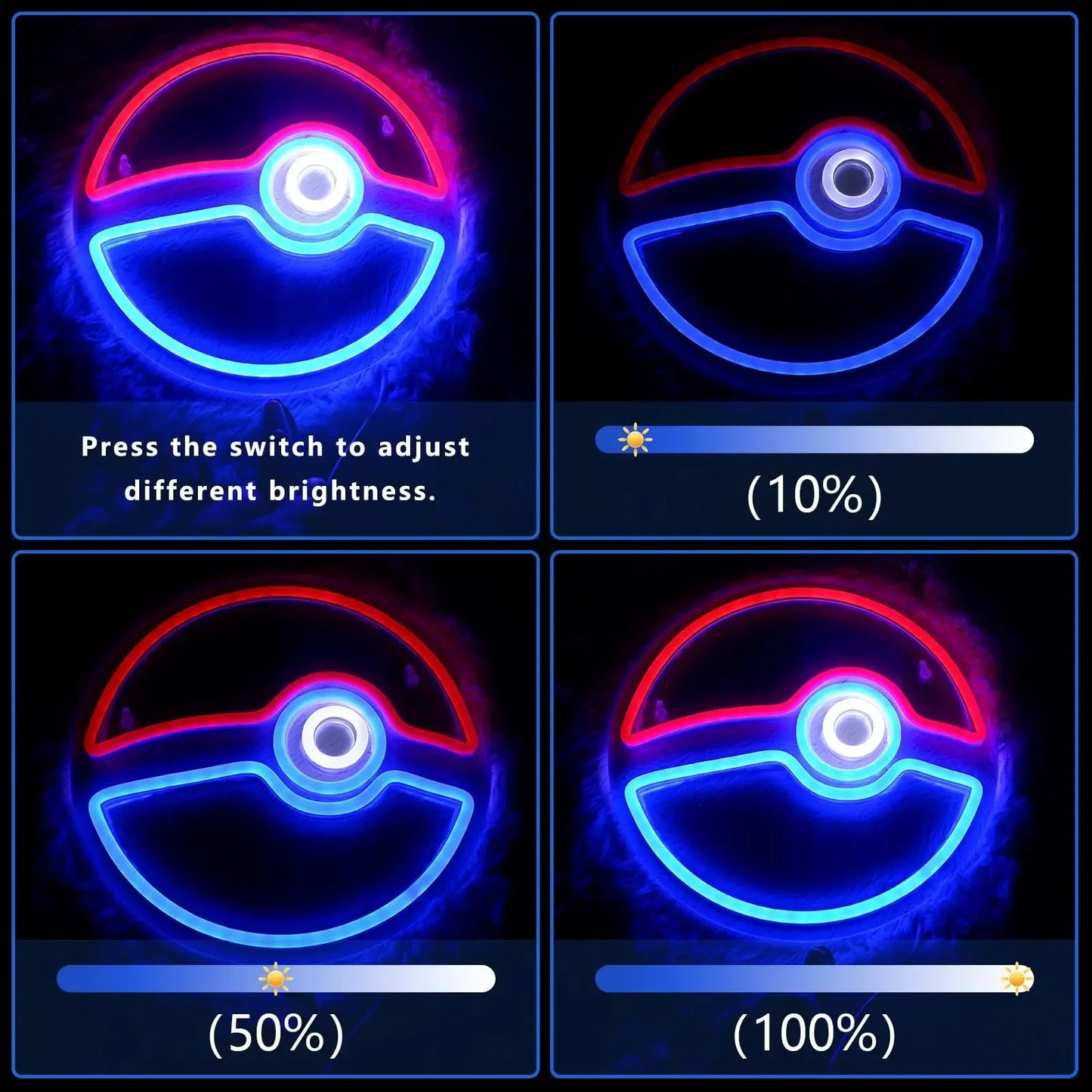 Lampe Néon LED Pokéball – Décoration Murale