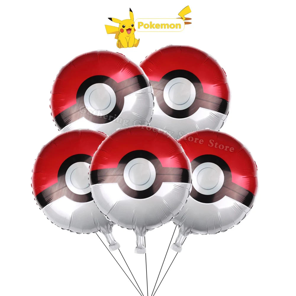 Ballons Pokémon en Aluminium – Lot de 5 Ballons 45cm