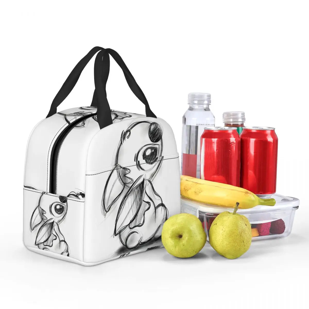Sac Isotherme Stitch noir et blanc – Lunch Bag Léger et Résistant pour Pique-Nique et Déjeuners (22x20x13 cm)