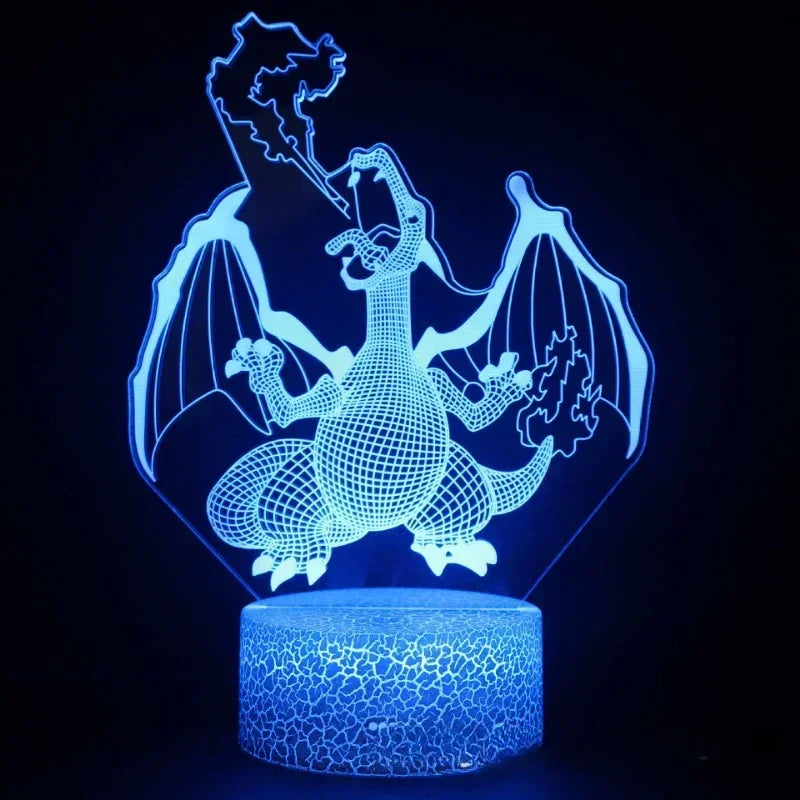 Lampe LED 3D Pokémon – 16 couleurs, télécommande & tactile
