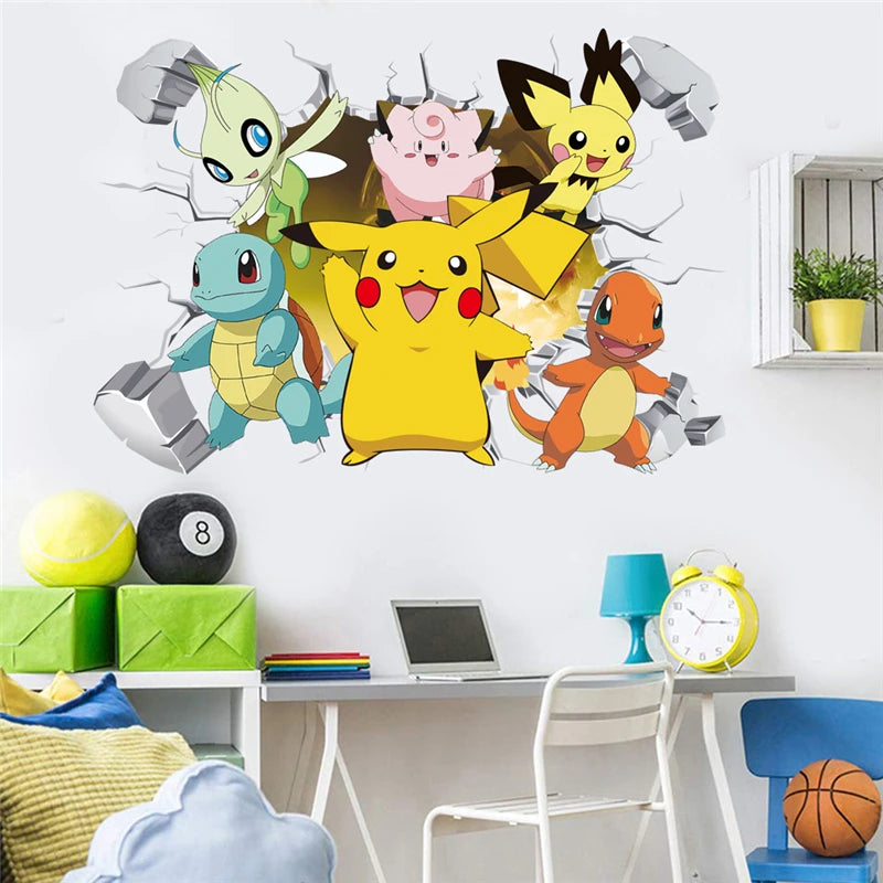 Stickers Muraux Pokémon – Nouvelle Collection Effet 3D