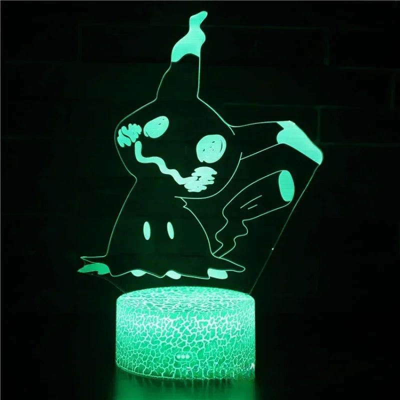 Lampe LED 3D Pokémon – 16 couleurs, télécommande & tactile