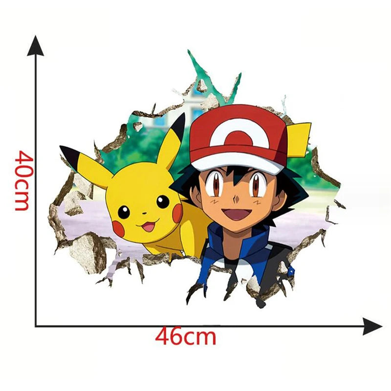 Stickers Muraux Pokémon – Effet 3D Brèche Murale