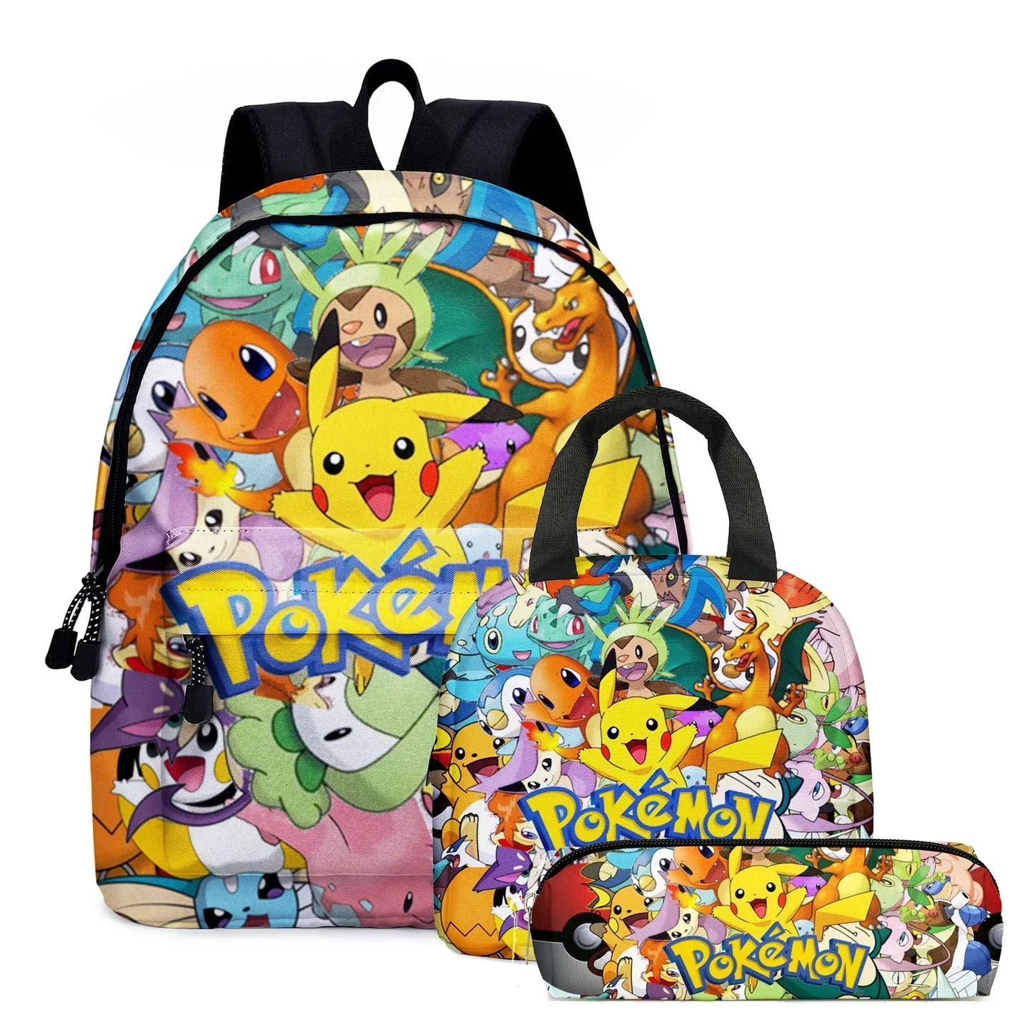 Pack École Pokémon 3-en-1 – Sac à dos, Trousse et Lunch Bag (Modèles au choix)