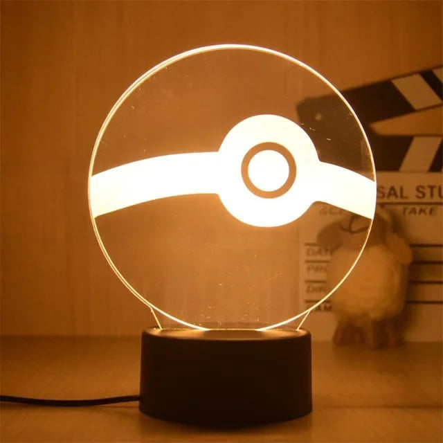 Lampe LED 3D Pokémon Pokeball – 16 couleurs, télécommande & tactile