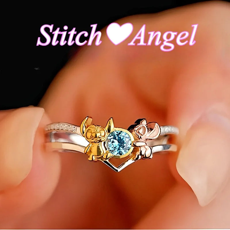 Bague Stitch & Angel – Anneau Couple Ajustable
