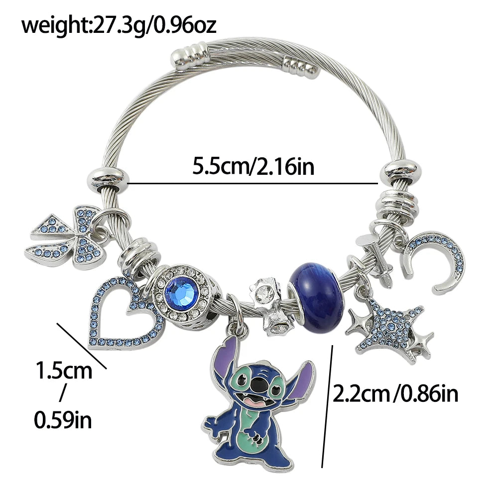 Bracelet à Breloques Stitch & Angel – Style Disney pour Femme et Fille