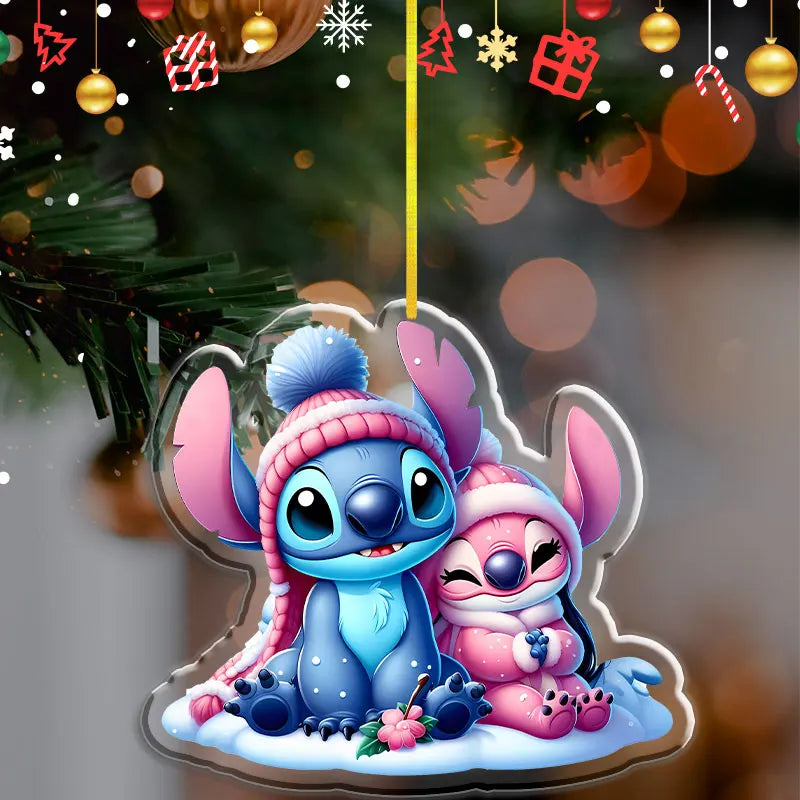 Pendentif de Noël Disney Stitch et Angel – Décoration en acrylique 2D