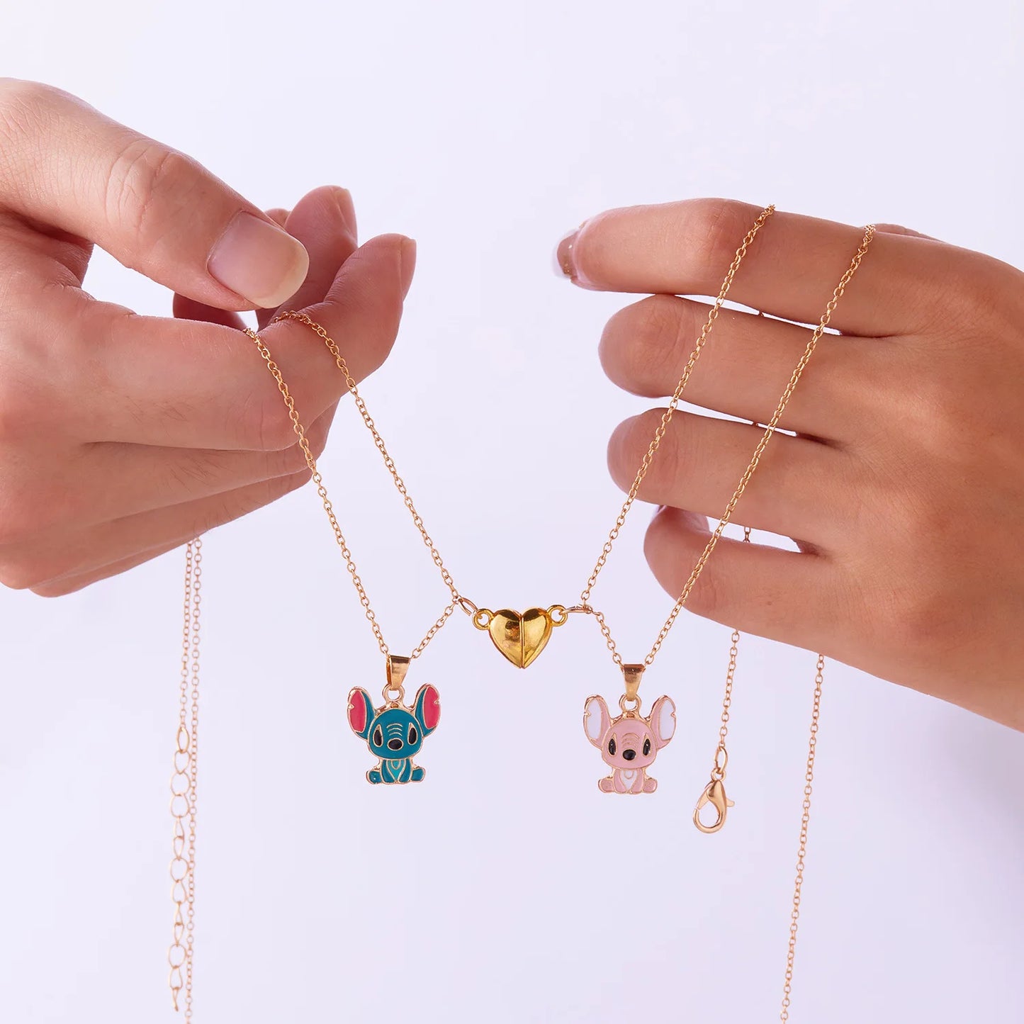 Colliers Stitch & Angel - Duo Magnétique Cœur